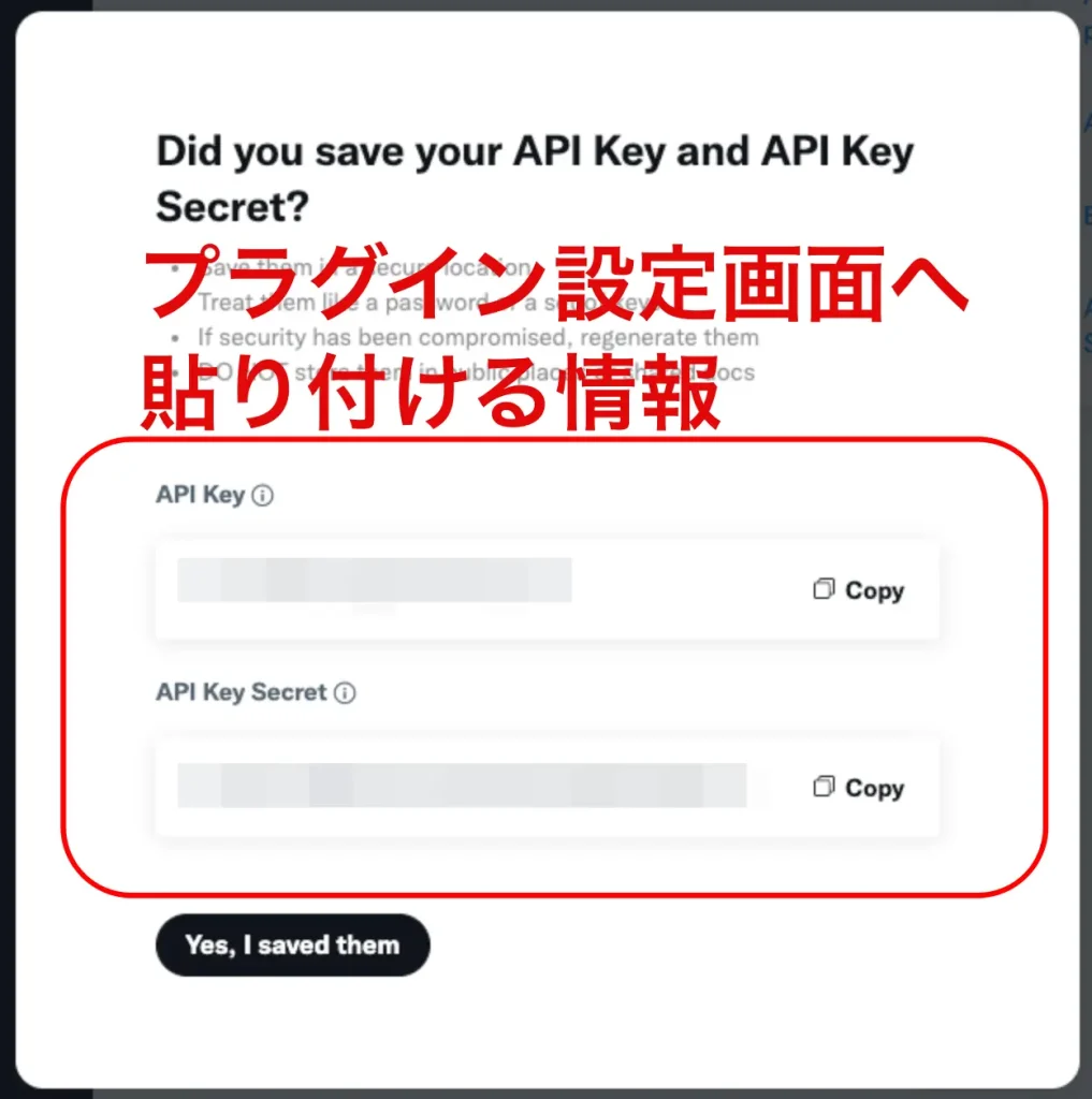 API Keys が発行されるので、これをプラグイン画面へ設定する