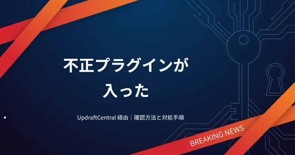 UpdraftCentral経由で不正プラグインが入った件の確認方法と対処手順を解説する記事のアイキャッチ